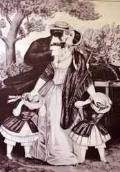 Currier & Ives Illustration 19. Jahrhundert. Küss mich schnell